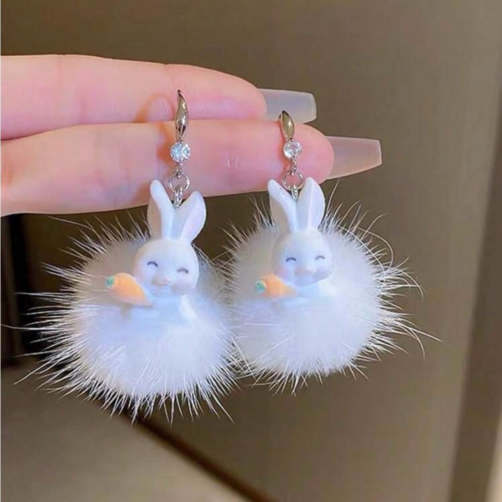 Cute Fluffy Bunny Earrings